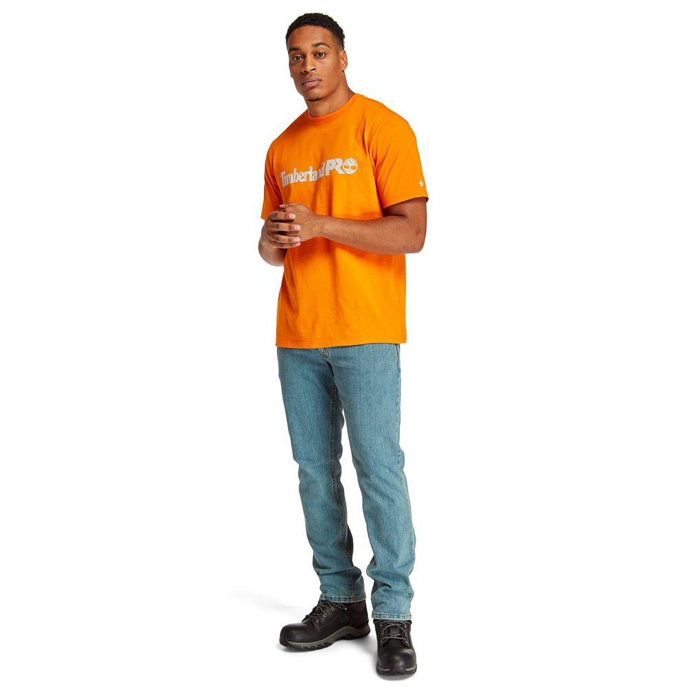 Camisetas Timberland Hombre Pro® Manga Corta Base Plate Wicking Logo Naranjas - Chile SHI-850713